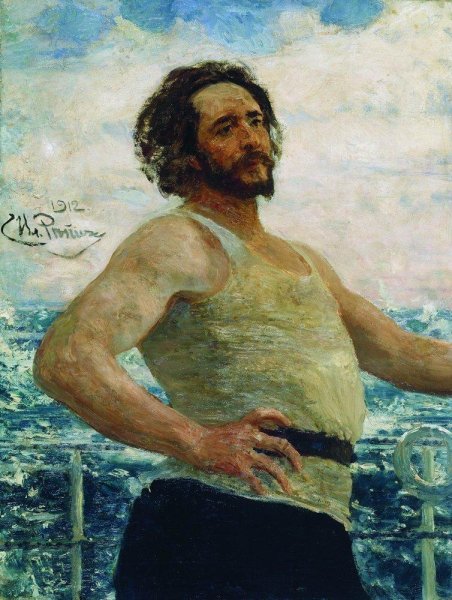 Portrait of writer Leonid Nikolayevich Andreyev on a yacht