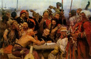 The Reply of the Zaporozhian Cossacks to Sultan of Turkey, sketch 2