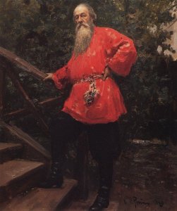 Vladimir Vasilievich Stasov in a dacha in Starozhilovka village, near Parlogovo (St. Petersburg)